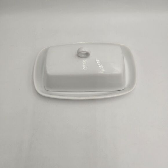 Simple Dining White Ceramic Butter Dish w/ Lid | Dishwasher Microwave Safe - Picture 2 of 8